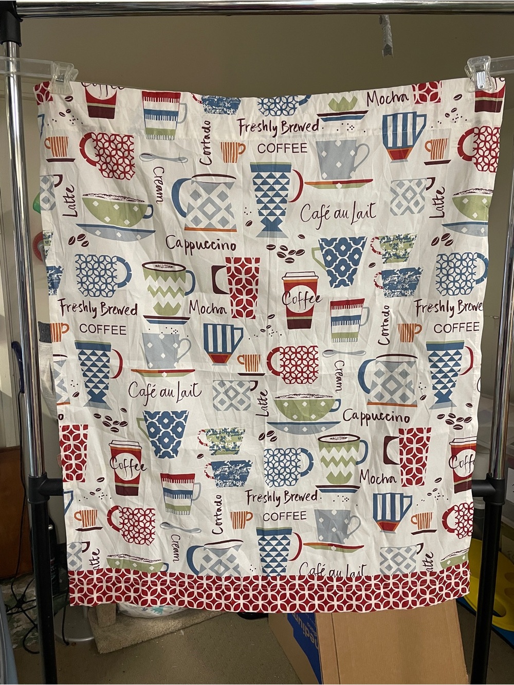 Cute kitchen curtains set cafe coffee 2 panels